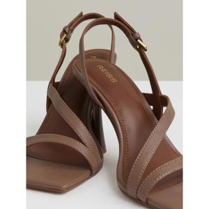 REISS Cindy Leather Cross-Strap Heeled Sandals